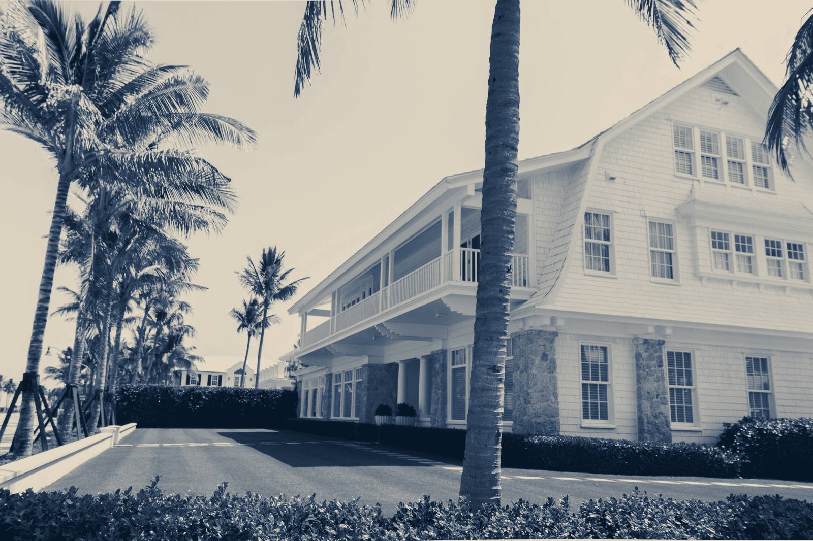 A white house among palm trees, Palm Beach, Florida
